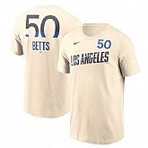Men's Brooklyn Dodgers #50 Mookie Betts Cream 2024 City Connect Fuse Name & Number T-Shirt,baseball caps,new era cap wholesale,wholesale hats